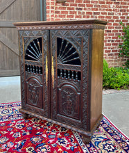 Load image into Gallery viewer, Antique French Breton Cabinet Cupboard Storage Bookcase Entry Carved Oak 19th C