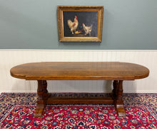 Load image into Gallery viewer, Antique French Country Dining Table Farmhouse Double Baluster Honey Oak 1930s