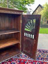 Load image into Gallery viewer, Antique French Breton Cabinet Cupboard Storage Bookcase Entry Carved Oak 19th C