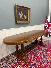 Load image into Gallery viewer, Antique French Country Dining Table Farmhouse Double Baluster Honey Oak 1930s