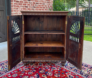 Antique French Breton Cabinet Cupboard Storage Bookcase Entry Carved Oak 19th C