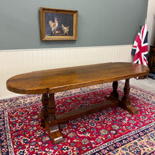 Load image into Gallery viewer, Antique French Country Dining Table Farmhouse Double Baluster Honey Oak 1930s