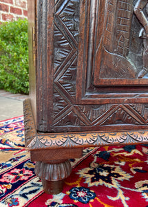 Antique French Breton Cabinet Cupboard Storage Bookcase Entry Carved Oak 19th C