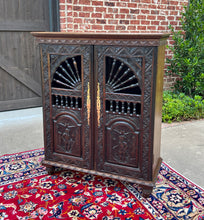 Load image into Gallery viewer, Antique French Breton Cabinet Cupboard Storage Bookcase Entry Carved Oak 19th C