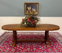 Load image into Gallery viewer, Antique French Country Dining Table Farmhouse Double Baluster Honey Oak 1930s