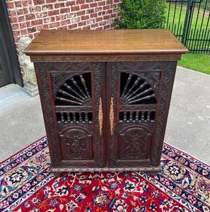 Antique French Breton Cabinet Cupboard Storage Bookcase Entry Carved Oak 19th C