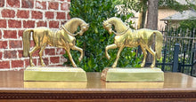 Load image into Gallery viewer, Antique English PAIR Trotting Horse Brass Bookends 1930s