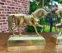 Load image into Gallery viewer, Antique English PAIR Trotting Horse Brass Bookends 1930s