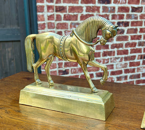 Antique English PAIR Trotting Horse Brass Bookends 1930s