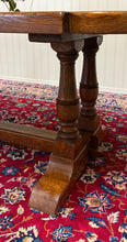 Load image into Gallery viewer, Antique French Country Dining Table Farmhouse Double Baluster Honey Oak 1930s