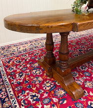 Load image into Gallery viewer, Antique French Country Dining Table Farmhouse Double Baluster Honey Oak 1930s