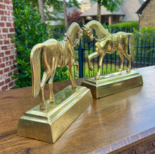 Load image into Gallery viewer, Antique English PAIR Trotting Horse Brass Bookends 1930s