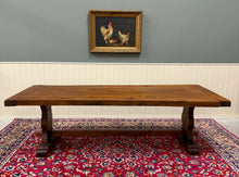Load image into Gallery viewer, Antique French Country Farm Dining Table Farmhouse Trestle Base Oak c.1890s