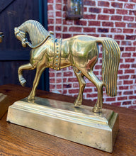 Load image into Gallery viewer, Antique English PAIR Trotting Horse Brass Bookends 1930s