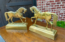 Load image into Gallery viewer, Antique English PAIR Trotting Horse Brass Bookends 1930s