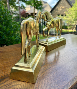 Antique English PAIR Trotting Horse Brass Bookends 1930s