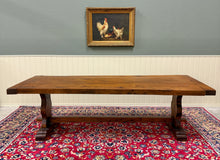 Load image into Gallery viewer, Antique French Country Farm Dining Table Farmhouse Trestle Base Oak c.1890s