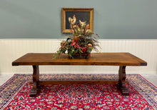 Load image into Gallery viewer, Antique French Country Farm Dining Table Farmhouse Trestle Base Oak c.1890s