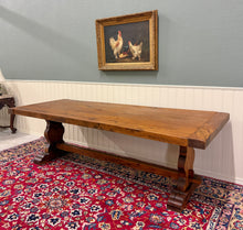 Load image into Gallery viewer, Antique French Country Farm Dining Table Farmhouse Trestle Base Oak c.1890s