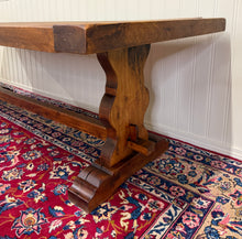 Load image into Gallery viewer, Antique French Country Farm Dining Table Farmhouse Trestle Base Oak c.1890s