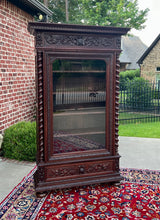 Load image into Gallery viewer, Antique French Bookcase Cabinet Display BARLEY TWIST Oak Renaissance 19th C