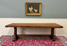 Load image into Gallery viewer, Antique French Country Farm Dining Table Farmhouse Trestle Base Oak c.1890s