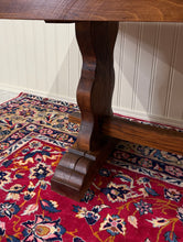 Load image into Gallery viewer, Antique French Country Farm Dining Table Farmhouse Trestle Base Oak c.1890s