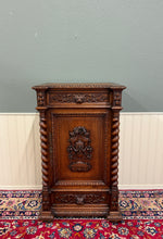 Load image into Gallery viewer, Antique French Renaissance Revival Oak Cabinet Barley Twist Carved Drawers 19thC