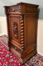 Load image into Gallery viewer, Antique French Renaissance Revival Oak Cabinet Barley Twist Carved Drawers 19thC