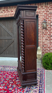 Antique French Bookcase Cabinet Display BARLEY TWIST Oak Renaissance 19th C