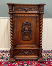 Load image into Gallery viewer, Antique French Renaissance Revival Oak Cabinet Barley Twist Carved Drawers 19thC