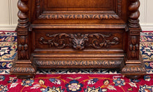 Load image into Gallery viewer, Antique French Renaissance Revival Oak Cabinet Barley Twist Carved Drawers 19thC