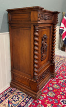 Load image into Gallery viewer, Antique French Renaissance Revival Oak Cabinet Barley Twist Carved Drawers 19thC