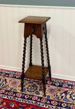 Load image into Gallery viewer, Antique English 4-Post Barley Twist Pedestal Plant Stand Jacobean Oak 36" Tall