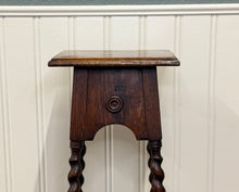 Load image into Gallery viewer, Antique English 4-Post Barley Twist Pedestal Plant Stand Jacobean Oak 36" Tall