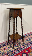 Load image into Gallery viewer, Antique English 4-Post Barley Twist Pedestal Plant Stand Jacobean Oak 36" Tall