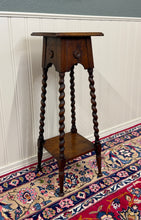 Load image into Gallery viewer, Antique English 4-Post Barley Twist Pedestal Plant Stand Jacobean Oak 36" Tall