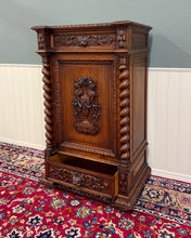 Load image into Gallery viewer, Antique French Renaissance Revival Oak Cabinet Barley Twist Carved Drawers 19thC