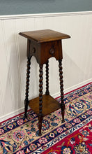 Load image into Gallery viewer, Antique English 4-Post Barley Twist Pedestal Plant Stand Jacobean Oak 36" Tall