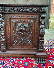 Load image into Gallery viewer, Antique French Server Sideboard Buffet Cabinet Oak DOGS Renaissance Revival 19C