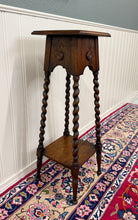 Load image into Gallery viewer, Antique English 4-Post Barley Twist Pedestal Plant Stand Jacobean Oak 36" Tall