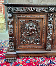 Load image into Gallery viewer, Antique French Server Sideboard Buffet Cabinet Oak DOGS Renaissance Revival 19C