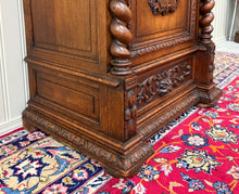 Load image into Gallery viewer, Antique French Renaissance Revival Oak Cabinet Barley Twist Carved Drawers 19thC