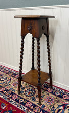 Load image into Gallery viewer, Antique English 4-Post Barley Twist Pedestal Plant Stand Jacobean Oak 36" Tall