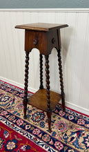 Load image into Gallery viewer, Antique English 4-Post Barley Twist Pedestal Plant Stand Jacobean Oak 36" Tall