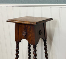 Load image into Gallery viewer, Antique English 4-Post Barley Twist Pedestal Plant Stand Jacobean Oak 36" Tall