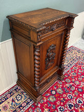 Load image into Gallery viewer, Antique French Renaissance Revival Oak Cabinet Barley Twist Carved Drawers 19thC