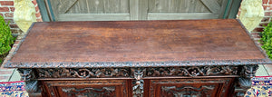 Antique French Server Sideboard Buffet Cabinet Oak DOGS Renaissance Revival 19C