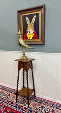 Load image into Gallery viewer, Antique English 4-Post Barley Twist Pedestal Plant Stand Jacobean Oak 36" Tall