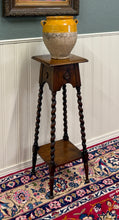 Load image into Gallery viewer, Antique English 4-Post Barley Twist Pedestal Plant Stand Jacobean Oak 36" Tall